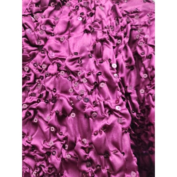 Adressing Woman Womens Jacket Size 1X Fuchsia Zip Up Crinkled Sequined Artsy - Picture 3 of 7